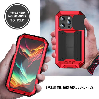 Heavy Duty Rugged Metal Case for iPhone, Case for iPhone 17 16 15 14, 13 Pro Max, Screw Military Shockproof Cover with Screen Ca