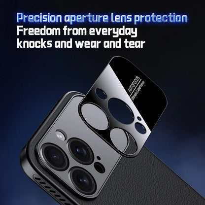 Luxury Ultra Thin Solid Color Leather Heat Dissipation Magsafe Phone Case for iPhone 17 16 15 14 Pro Max Light Grip Bumper Shell