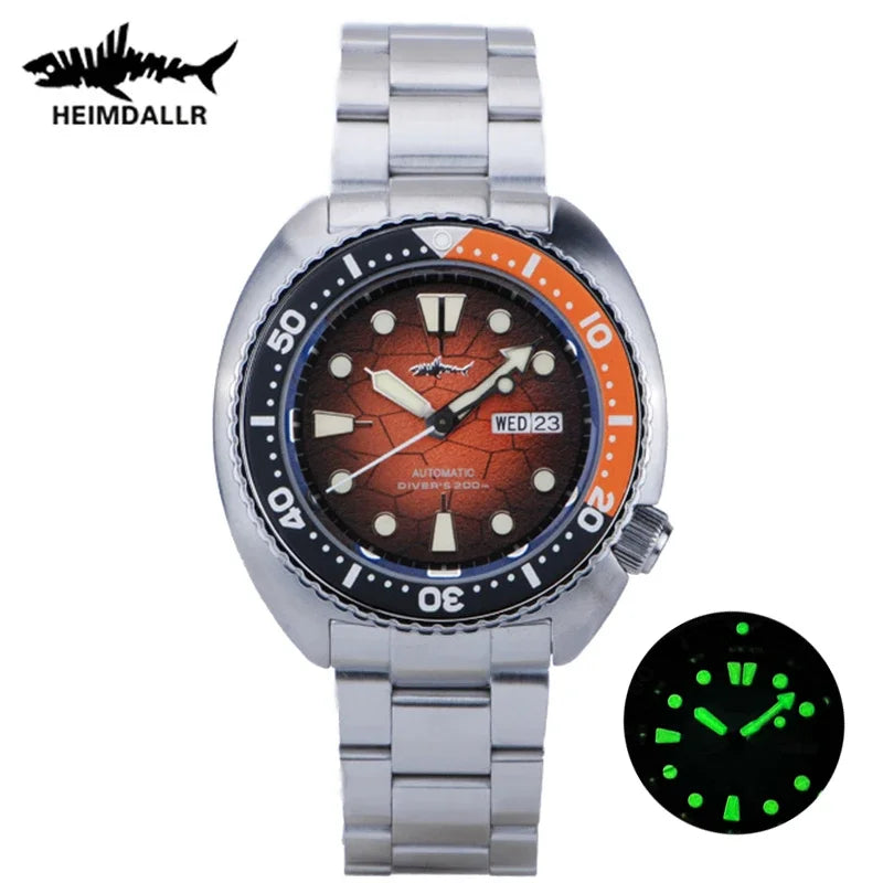 HEIMDALLR Diver Men's Watch Turtle King Sapphire Crystal 316L Steel NH36 200M Water Resistant Luminous Automatic Mechanica Watch