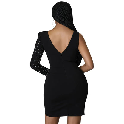 Fashionable Sexy Spaghetti Strap Rhinestone Embellished Cross-Border Summer Dress European American Style