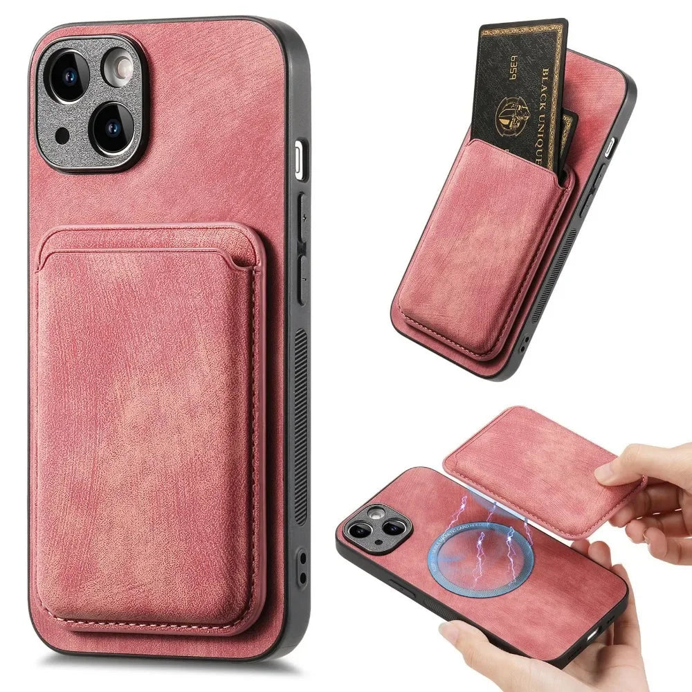 Vintage Leather Case with Detachable Magnetic Wallet Card Holder For iPhone 17 Air 16e 16 Pro Max 15 14 Plus 13 12 11
