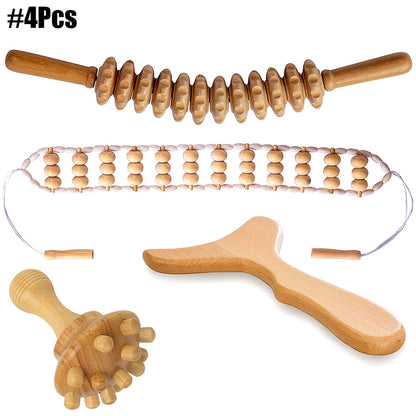 Body Wood Therapy Complete Kit Wooden Maderotherapy Kit for Reductive Massage Colombian Wood Therapy Tools for Body Contour Tool