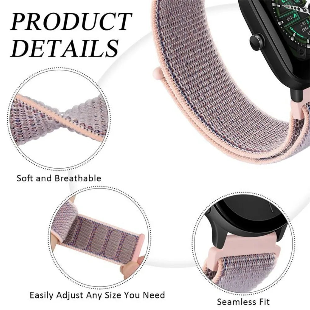 Nylon Loop Strap for Amazfit GTR 47mm/GTR2/2e/3/3 Pro/4/GTS/2/mini/3/4 Bracelet for Amazfit Balance/bip 5/Stratos 2 2S