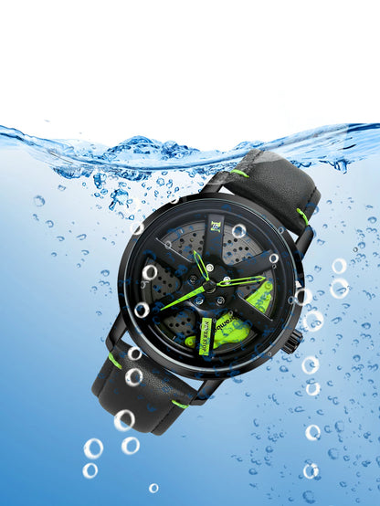 NS Men's Car wheel hub watch Minimalist Fashion Sports Watch Calendar Leather casual Quartz watch