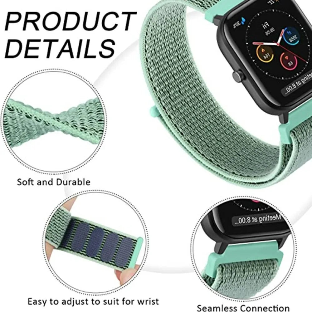 Nylon Loop Strap for Amazfit GTR 47mm/GTR2/2e/3/3 Pro/4/GTS/2/mini/3/4 Bracelet for Amazfit Balance/bip 5/Stratos 2 2S