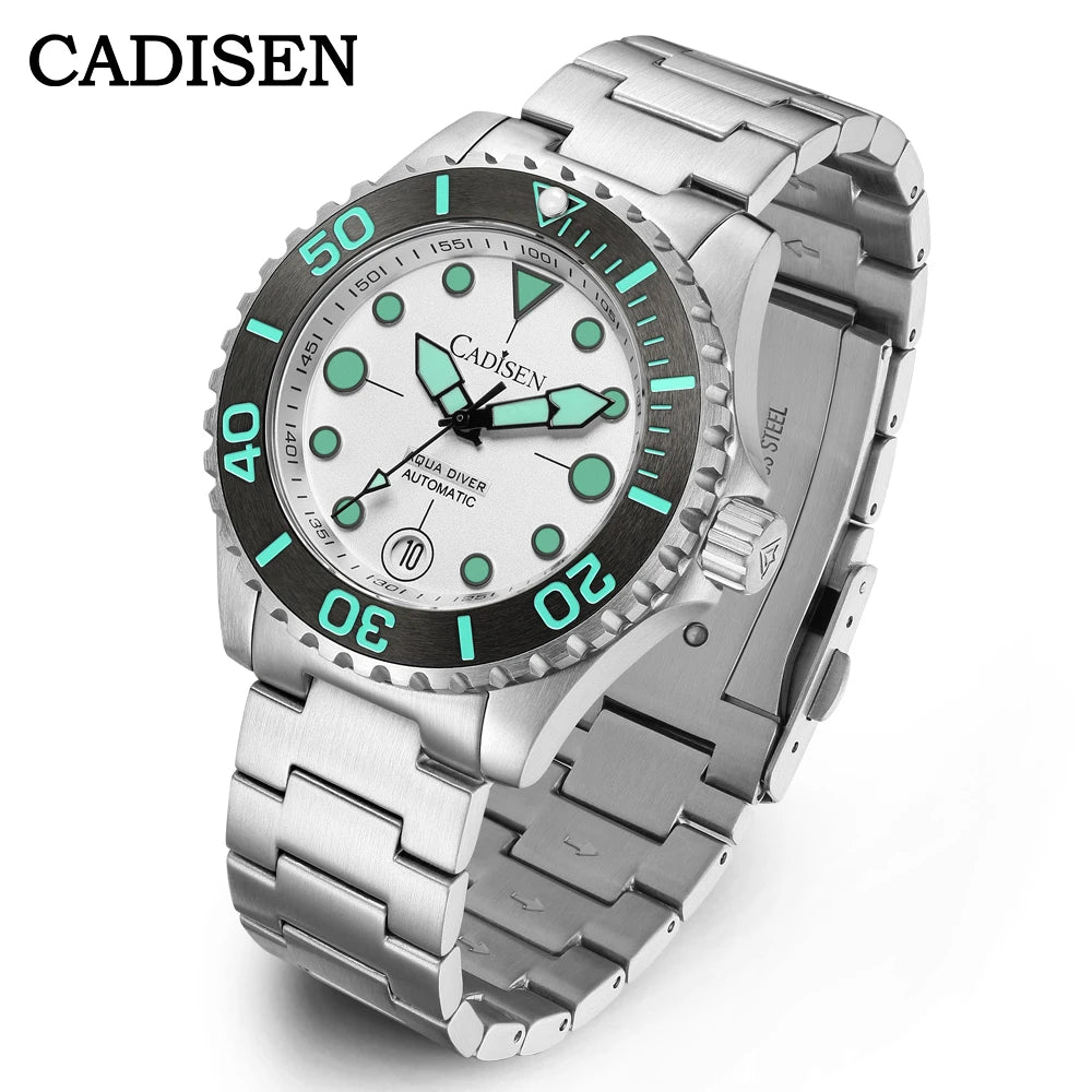 CADISEN AQUA DIVER Brand Luxury Men Watches Automatic Watch Japan NH35A 100M Waterproof Luminous Mechanical Wristwatch
