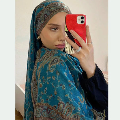 New Brand Autumn Pashmina Shawl Lady Wrap Headscarf Warm Winter Muslim Scarves Design Print Female Foulard Cotton Stoles Scarf