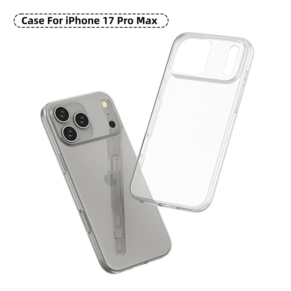 Ultra thin 0.9mm Case For iphone 17 pro max 17 air 16 16e Does not affect wireless charging highly transparent TPU soft cover