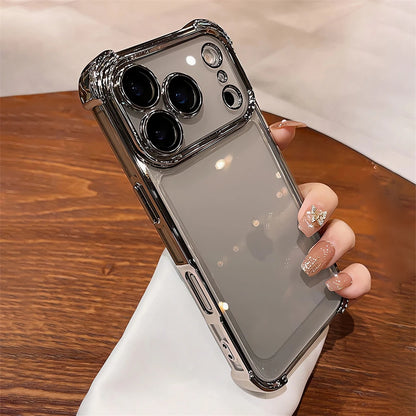 For iPhone 17 Pro Max 16 15 Plus 14 13 12 Transparent Electroplated Case Full Lens Protection Bumper Shockproof Plating Cover