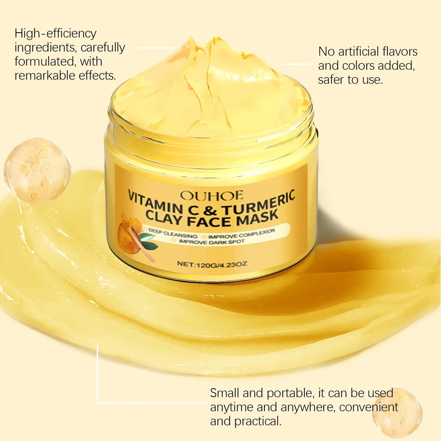 Vitamin C Exfoliating facial mask Turmeric Exfoliating facial mask Improve Pore Deep Cleaning facial mask   Apply facial mask