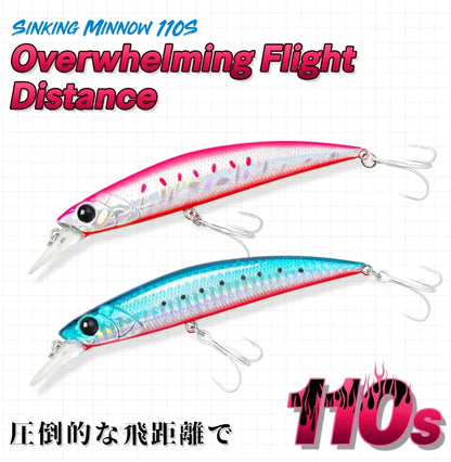 Sinking Minnow 110S DW77 110mm 22g Long Casting Fishing Lure Large Trout Seabass Sea Fishing Hard bait