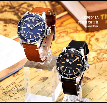 Baltany Men Automatic Watch 39mm Mechaical Wristwatch Sapphire Diver 20ATM Waterproof C3 Luminous NH38 Ceramic Bezel