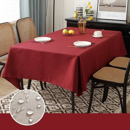 Waterproof Oilproof Kitchen Dining Tablecloth Solid Color Rectangle Tablecloth Cover Mat Oilcloth Antifouling Home Decoration