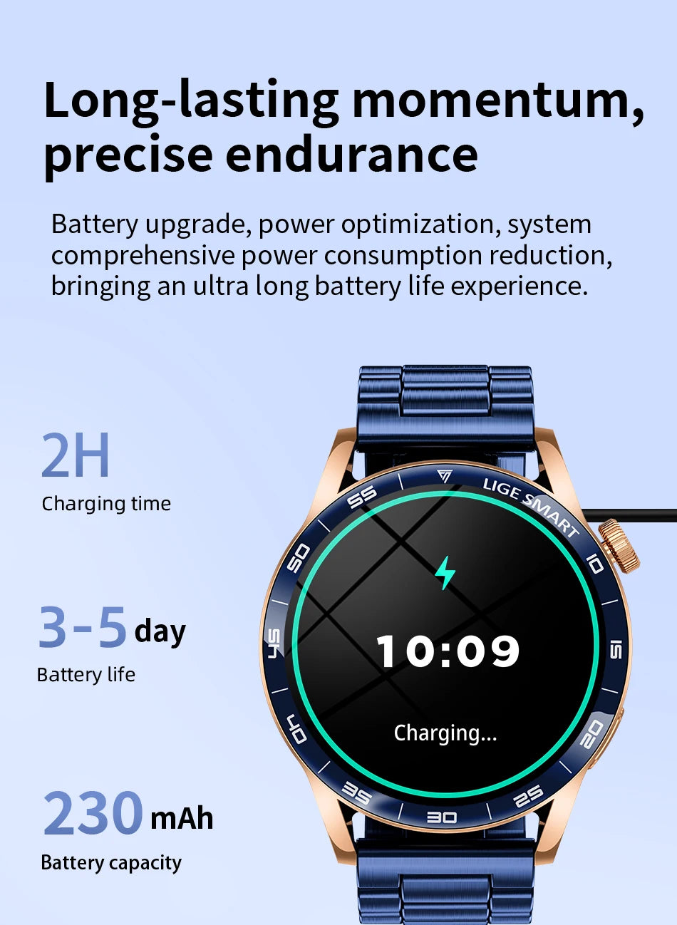 LIGE 2025 New Smartwatch Men For Android iOS Phone 1.38" HD Bluetooth Call Heart Rate Monitor Waterproof Sport Smart Watch Women