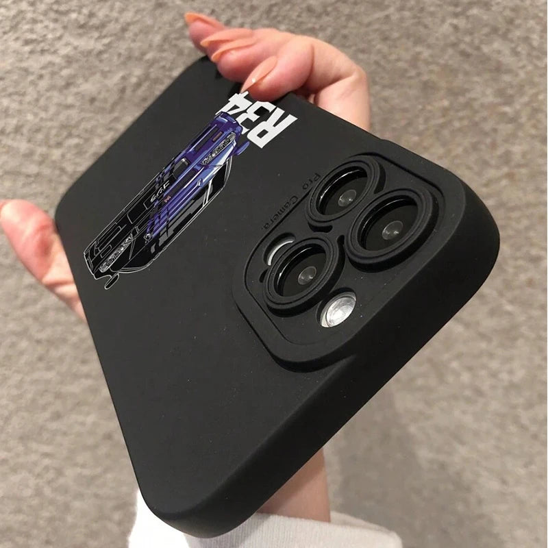 Case For iPhone 14 13 15 16 17 Pro Max Air 16E 11 12 8 7 15 16 Plus SE2 Stylish Car Pattern Shockproof Soft Back Cover