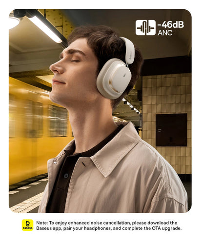 Baseus Bowie H1s Wireless Headphones Bluetooth 5.4 Noise Canceling 46dB Over Ear Headset Hi-Res Spatial Audio Earphone 120H Time