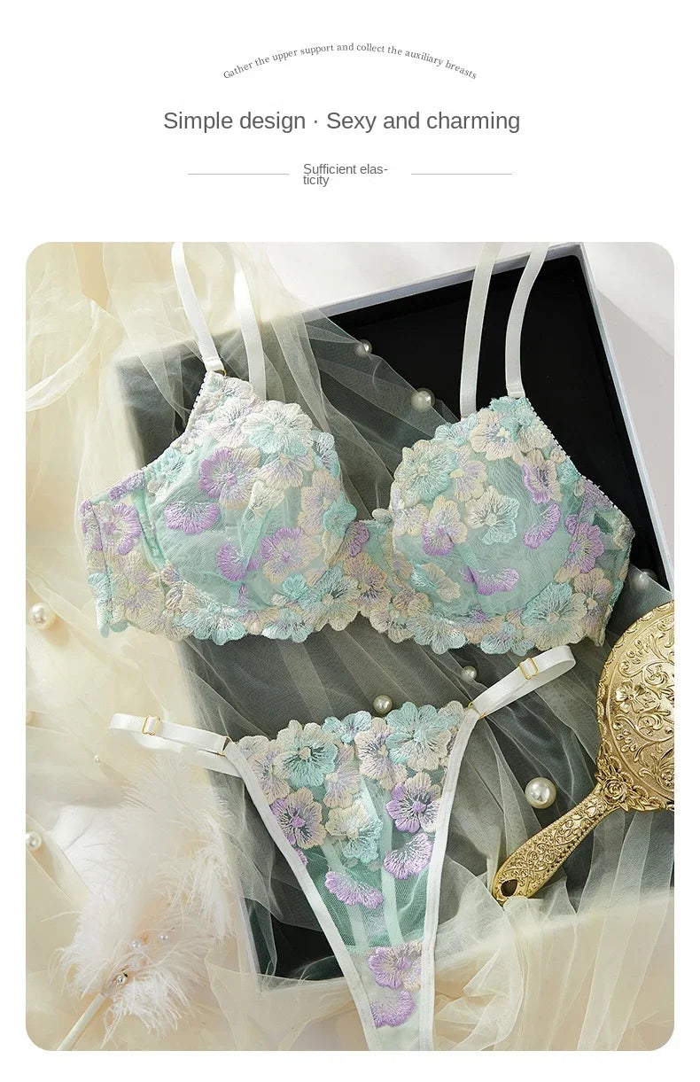 Lingerie Sexy Delicate Underwear Lace Embroidery Bilizna Set Fairy Intim Goods Onlyfans Kit Beautiful Brief Sets