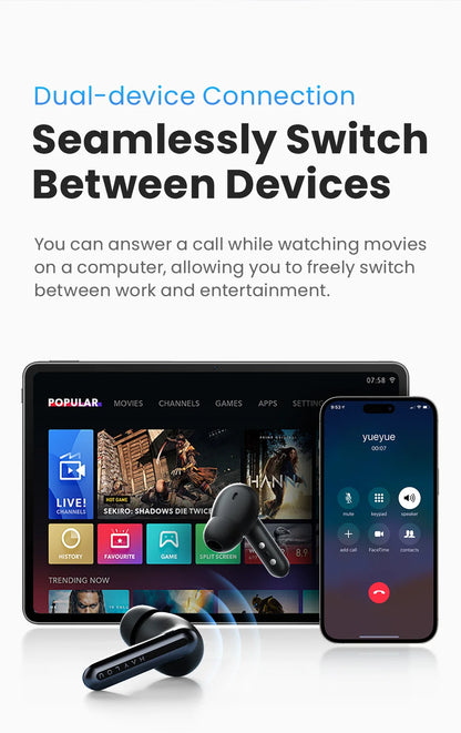 HAYLOU Mori Pro Bluetooth 5.4 Earphones Wireless  43dB Adaptive Hybrid ANC Hi-Res LDAC Earbuds 6 Mic Headphones 28H Battery Life