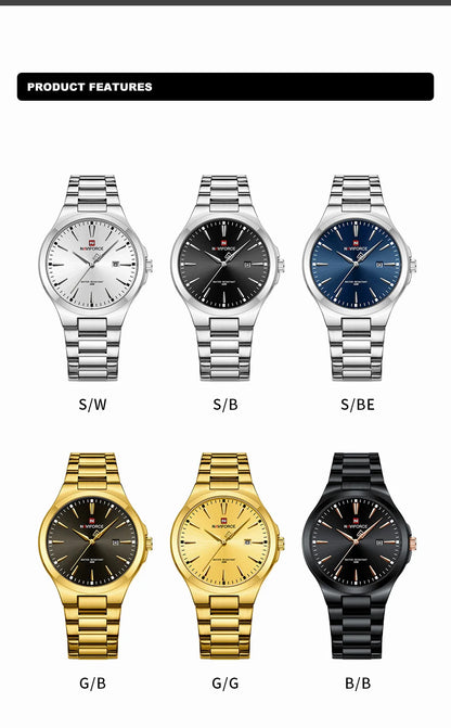 NAVIFORCE Original Design Fashion Men's Watches Stainless Steel Simple Calendar Male Waterproof Wristwatches Relogio Masculino