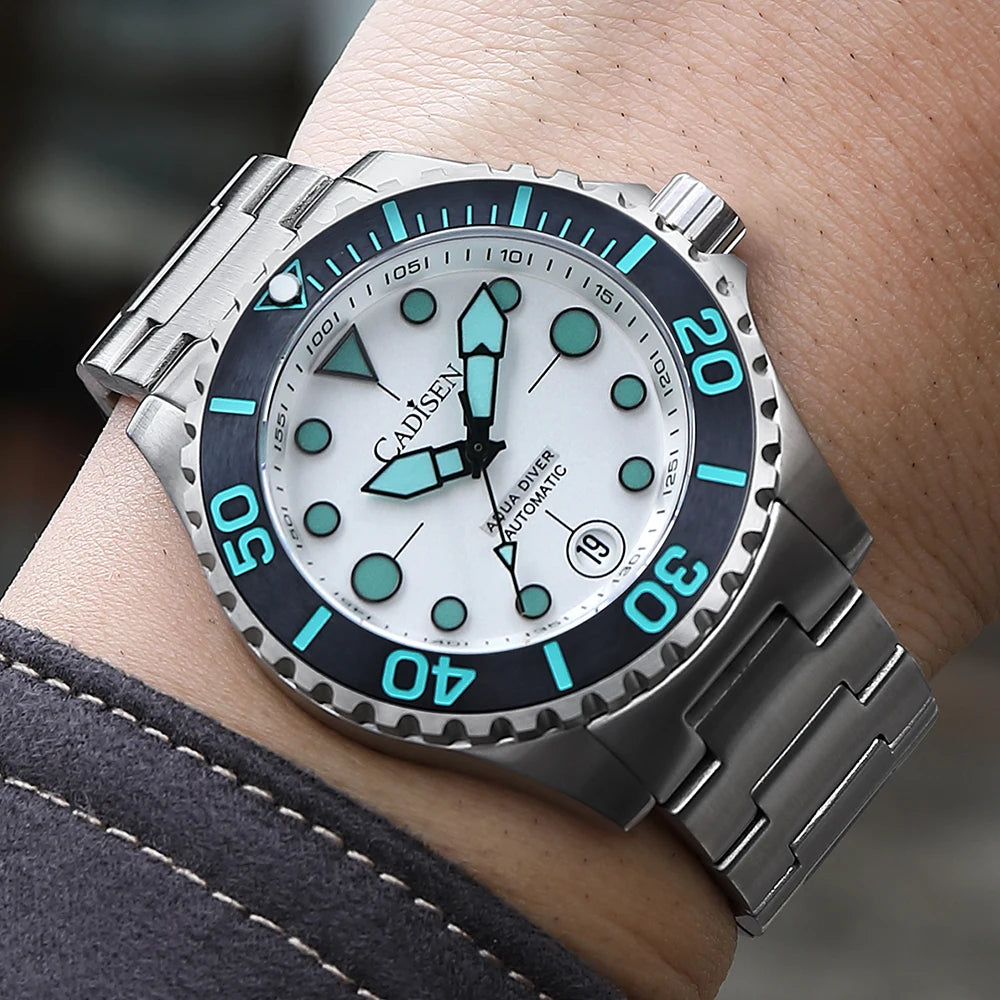 CADISEN AQUA DIVER Brand Luxury Men Watches Automatic Watch Japan NH35A 100M Waterproof Luminous Mechanical Wristwatch