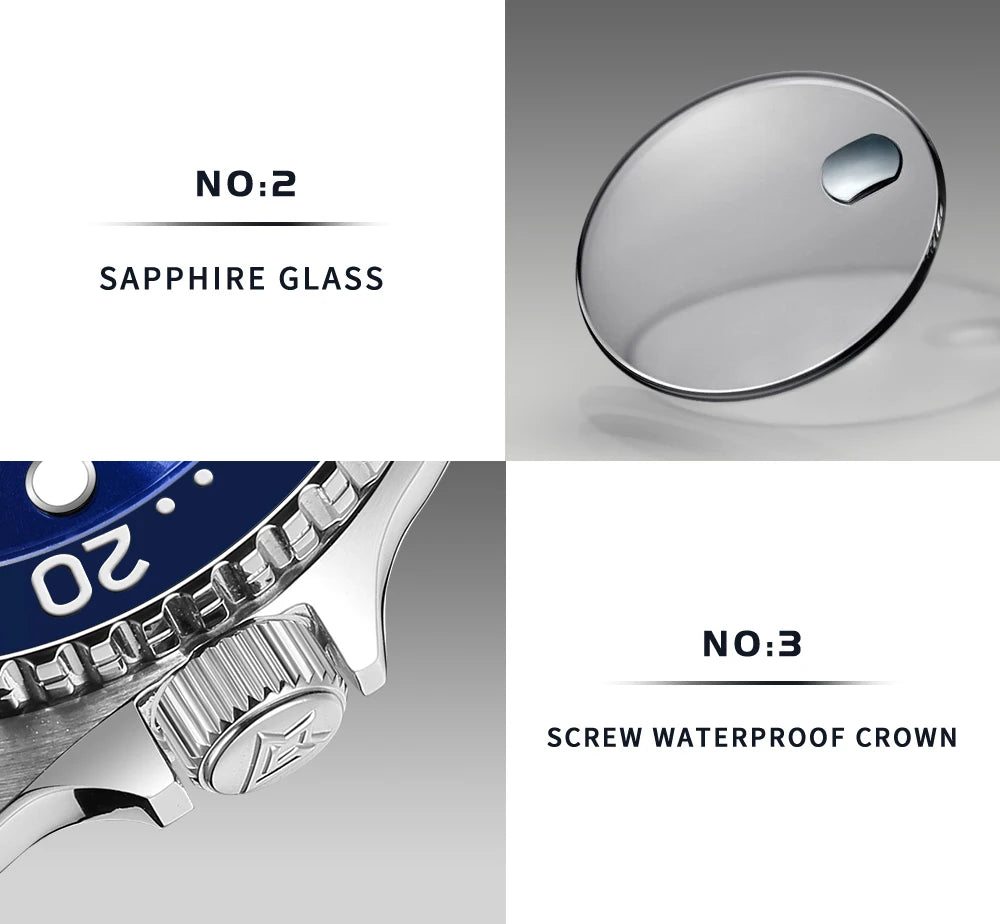 New CADISEN BGW9 Strong Glow Business Watch Diving Men's Automatic Watches Men Mechanical Wristwatch 200m Waterproof  Japan NH35