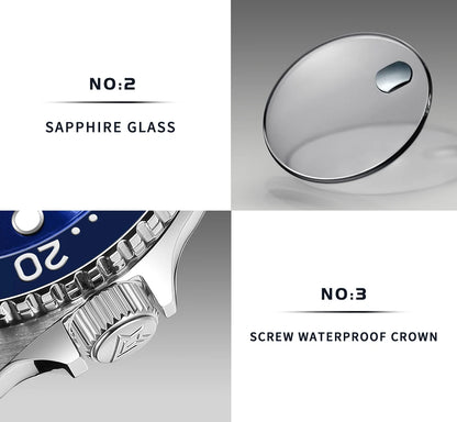 New CADISEN BGW9 Strong Glow Business Watch Diving Men's Automatic Watches Men Mechanical Wristwatch 200m Waterproof  Japan NH35