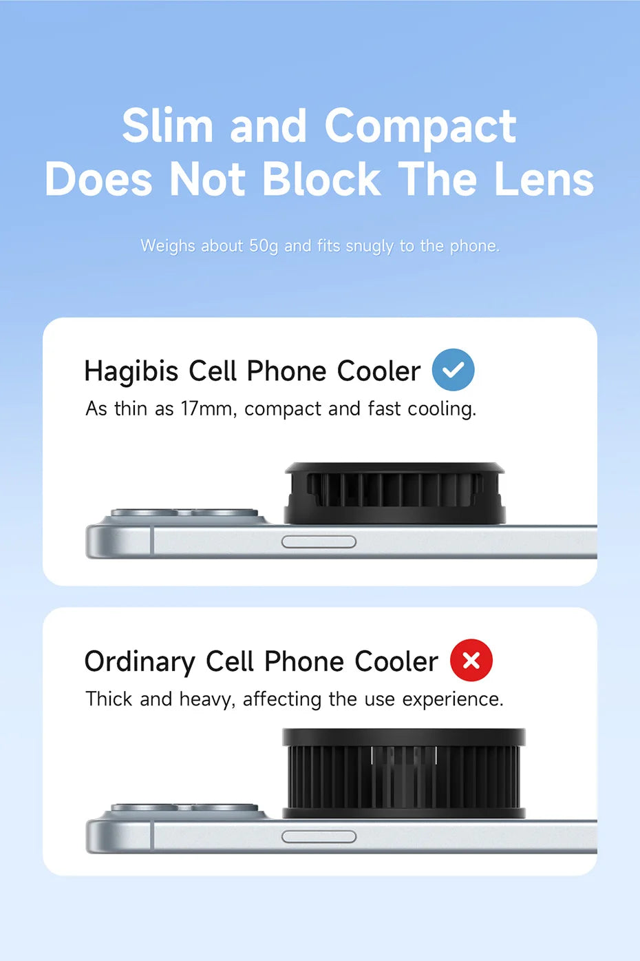 Hagibis Magnetic Cell Phone Cooler Universal Cooling Fan Mobile Phone Radiator for iPhone 17 Pro Black Shark Gaming Live Stream