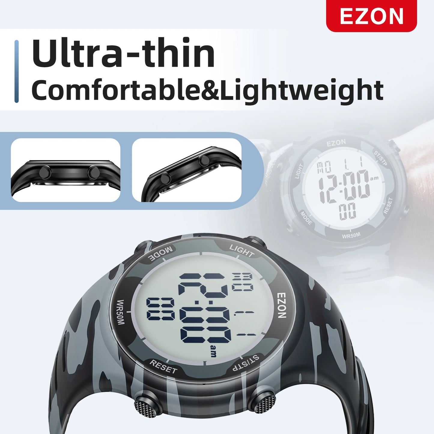 EZON Digital Sports Watch L008D, Waterproof Sports watch with Interval Timer/Chronograph/Lap Timing/Alarm for Men and Women