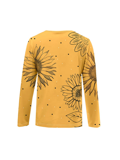 Summer new fashion 2025 women's casual long-sleeved printed T-shirt