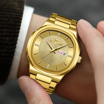 VA VA VOOM Men Watch Fashion Silver Black Stainless Steel 41mm Casual Business Style Week 3Bar Waterproof Sports Quartz Watches