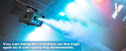 Fieryzeal 500W Smoke Machine Wireless Control Fog Machine RGB LED Stage Lighting Effect Professional Stage Fogger for Halloween
