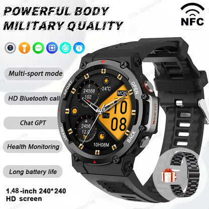 T-REX 3 Ultra Outdoor Military NFC Smart Watch Men GPS trackr Bluetooth Call Health Monitor Sports Smartwatch For Amazfit