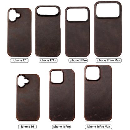 Case for iPhone 15 16 17 Pro Max 17Pro 17 Air 16Pro Retro Luxury Genuine PULL-UP Leather Magnetic Phone Back Cover