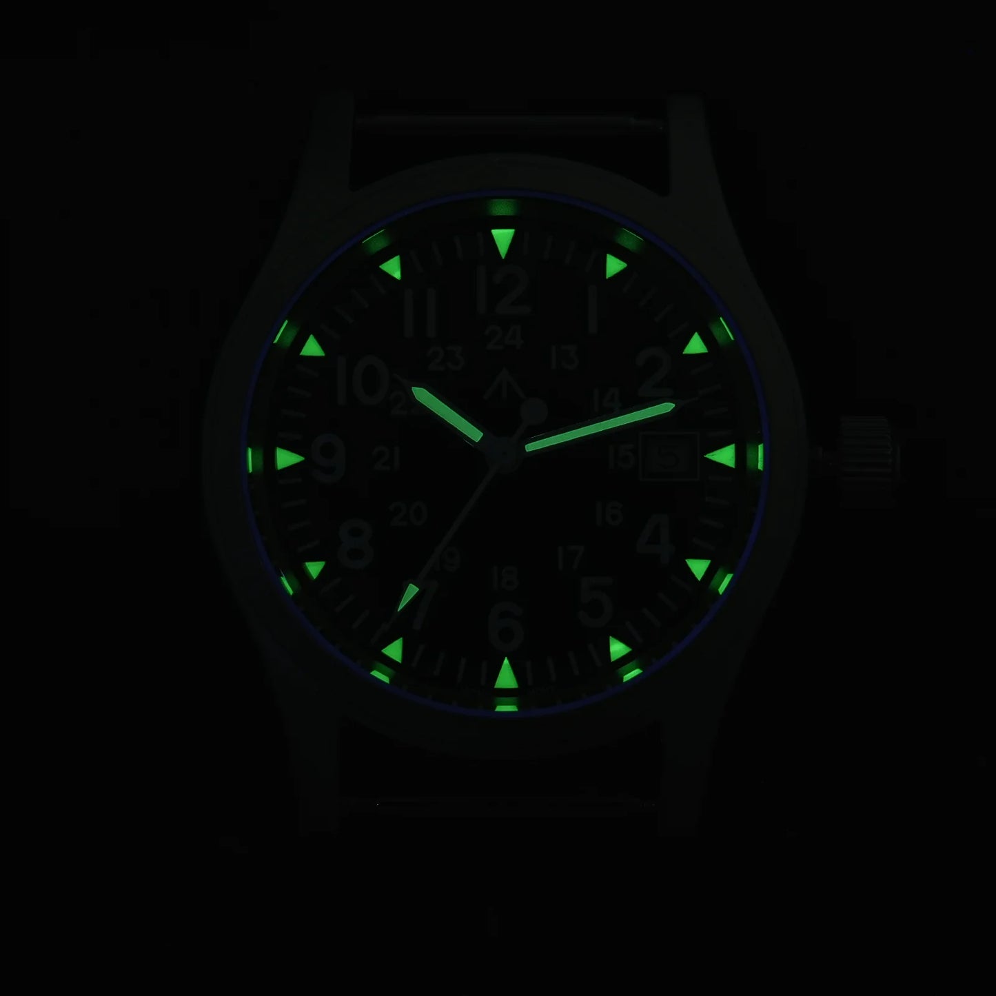 Military Watch Ronda 515 Quartz Movement Domed Sapphire With High Clear AR Coating Luminous 38mm Vintage Watches