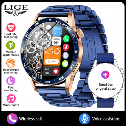 LIGE 2025 New Smartwatch Men For Android iOS Phone 1.38" HD Bluetooth Call Heart Rate Monitor Waterproof Sport Smart Watch Women