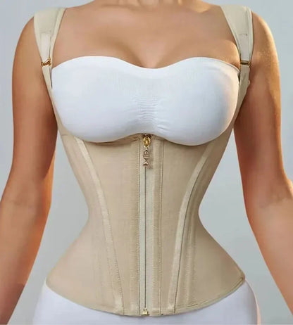 Body Shaper Shapewear Women Vest Tops Double Compression Waist Trainer Corset Adjustable Zipper and Hook-eyes