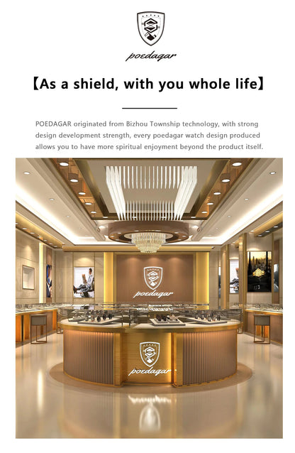 POEDAGAR High Quality Original Men Clock Waterproof Luminous Date Luxury Man Watch Stainless Steel Quartz Men's Watches Male+Box