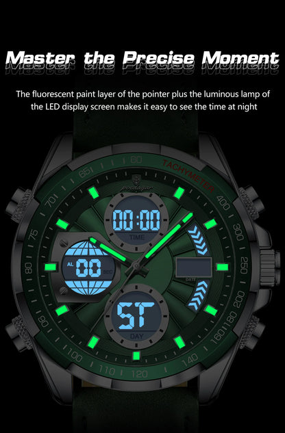 POEDAGAR LED Luxury Men Watch Luminous Week Date Dual Time Display Digital Man Clock Alarm Electronic Men's Quartz Watches Reloj