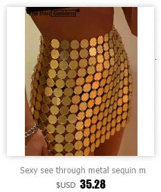 Clothes metal sequin crop top women clothing summer cropped halter tank top hotwife nightclub party tops rave outfits