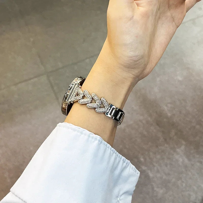 Metal Diamond strap for Samsung Galaxy Watch 7/6/5 pro/4/Classic/active Gear s3 20mm 22mm bracelet Huawei GT/2/GT2/3 Pro 4 band