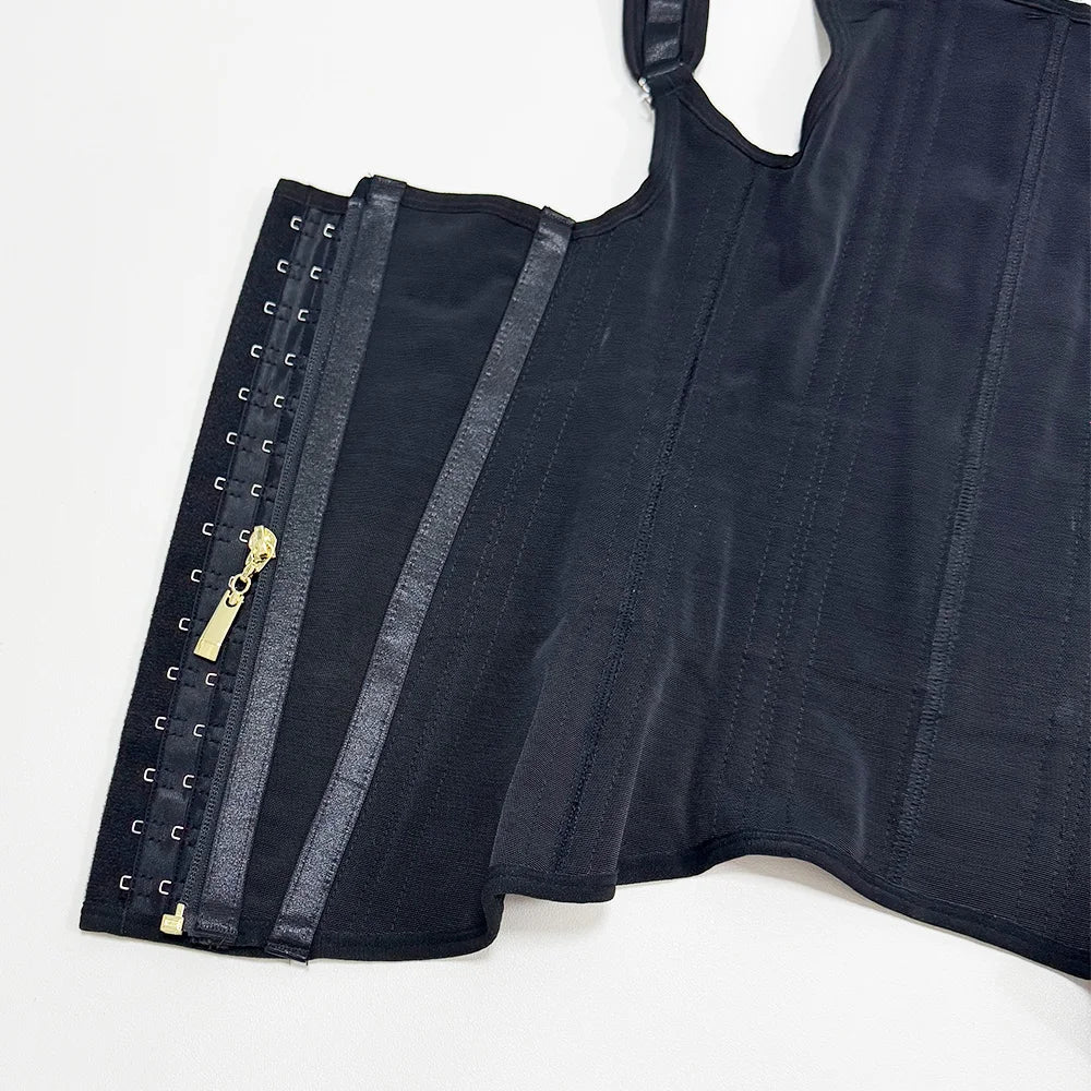 Body Shaper Shapewear Women Vest Tops Double Compression Waist Trainer Corset Adjustable Zipper and Hook-eyes