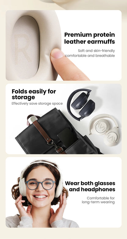 HAYLOU S30 ANC Headphones  Wireless Bluetooth 5.4 Hi-Res Headsets 43dB Adaptive Noise Cancelling Earphones 40mm Driver 80H