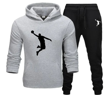 A new 2-piece set for men's casual sports hooded pullovers and sweatpants for outdoor jogging in Europe and America in 2025