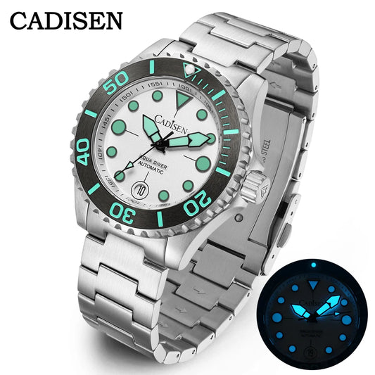 CADISEN AQUA DIVER Brand Luxury Men Watches Automatic Watch Japan NH35A 100M Waterproof Luminous Mechanical Wristwatch