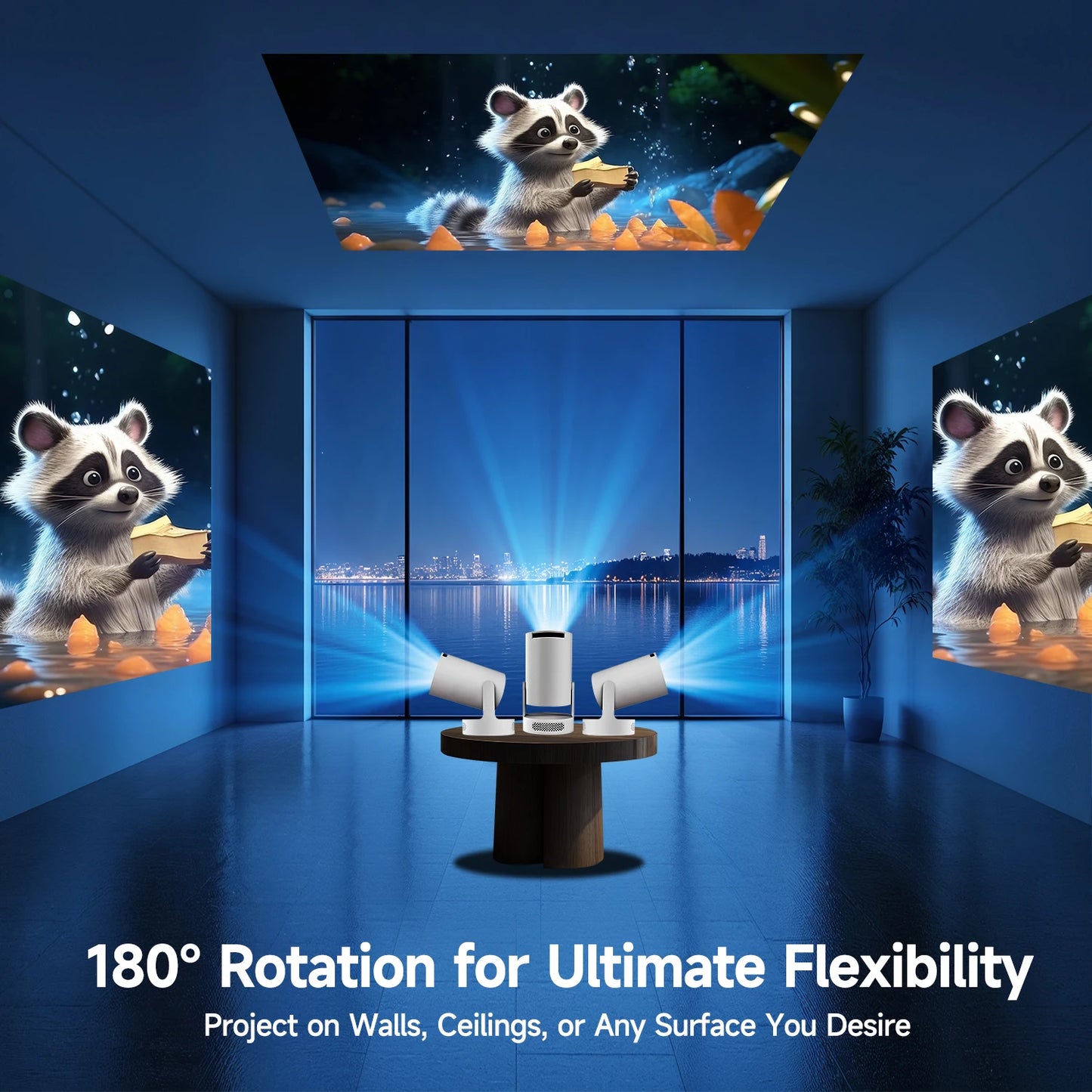 Magcubic HY300 Pro + Projector 4K 720P With 5W Speaker Android 11 8000 Lumens WiFi 6 BT5.4 Outdoor Video Home Theater Projector