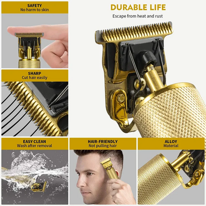 Vintage T9 Hair Clipper for Men USB Fast Charging Beard Trimmer T9 Haircut Machine Hair Cutting Clippers Kit with LCD Display