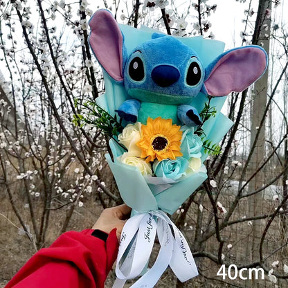 Lilo & Stitch Bouquet Major Holiday Gift PVC Rose Sunflower Anime Stuffed Doll Birthday Girl Valentine'S Christmas Day Girl Gift
