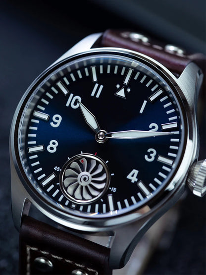 Hruodland F016 Pilot Watch Seagull Movement Mechanical BGW-9 Luminous Sapphire Crystal F016 Turbine 43mm Men Retro Pilot Watch