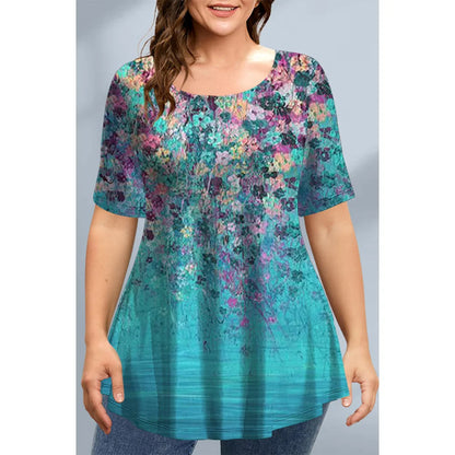 T-Shirts Spring Clothing Floral Graphic O-Neck Pullovers Short Sleeve Tops Streetwear Oversized Apparel Ladies 2023