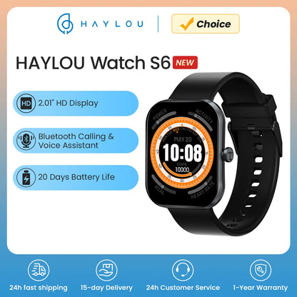 HAYLOU Watch S6 Voice Calling Smart Watch Men Health Monitoring IP68 Waterproof Smart Notifications Voice Assistant Smartwatch